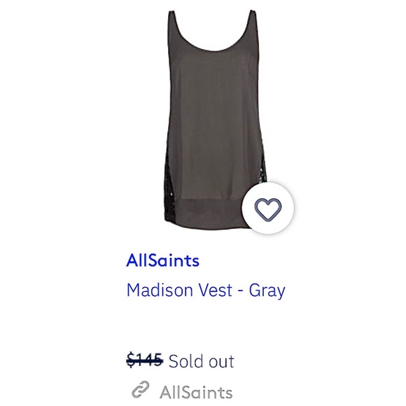 ALLSAINTS Madison Sequin Vest Sleeveless Tank Top - Picture 5 of 8